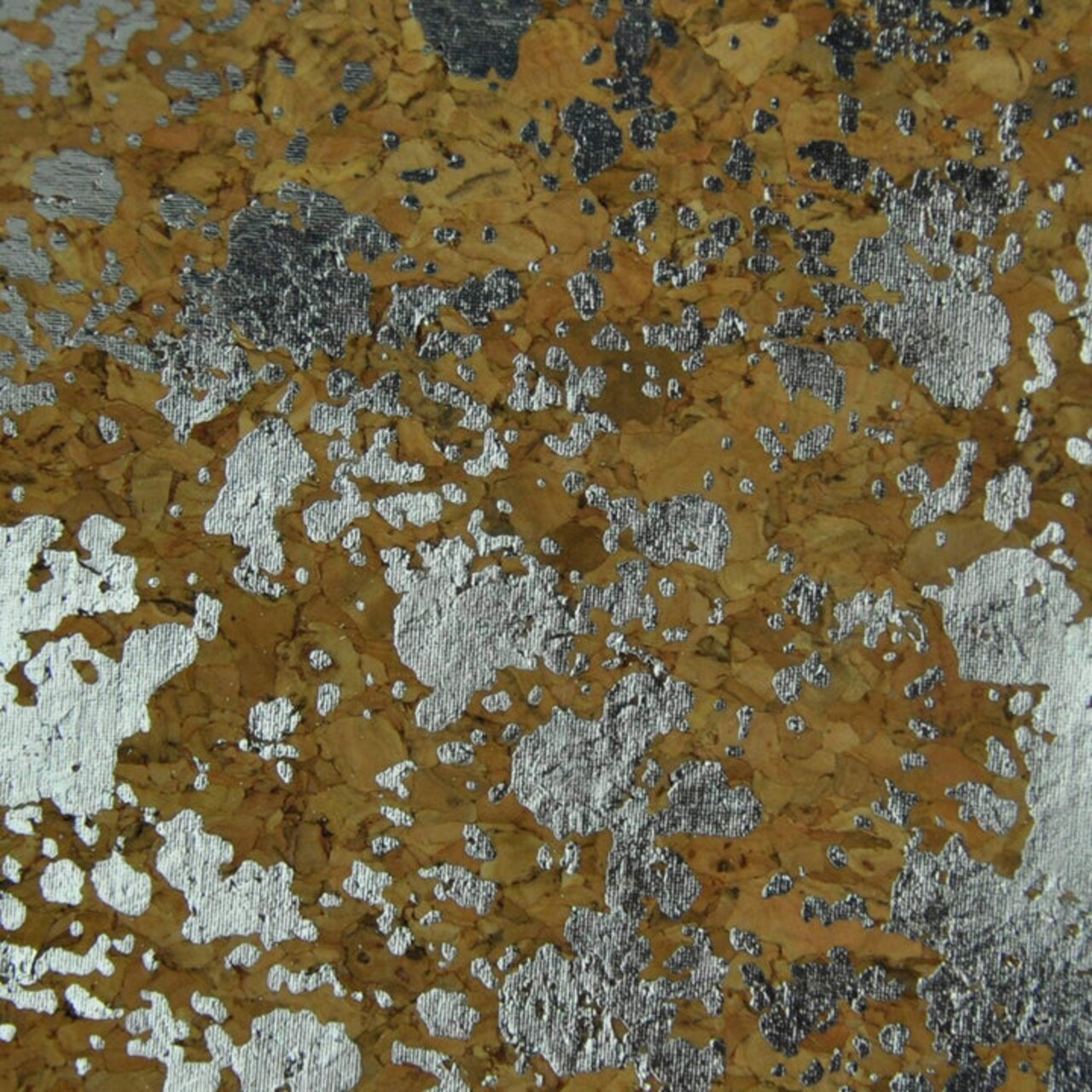 Belagio Cork Fabric, 25" Wide, Silver Leaf Print, Natural/Silver, 15-Yard Bolt